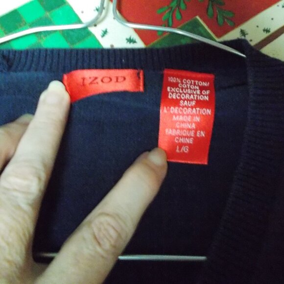 Navy blue Izod Men's cotton sweater in L - Picture 3 of 3